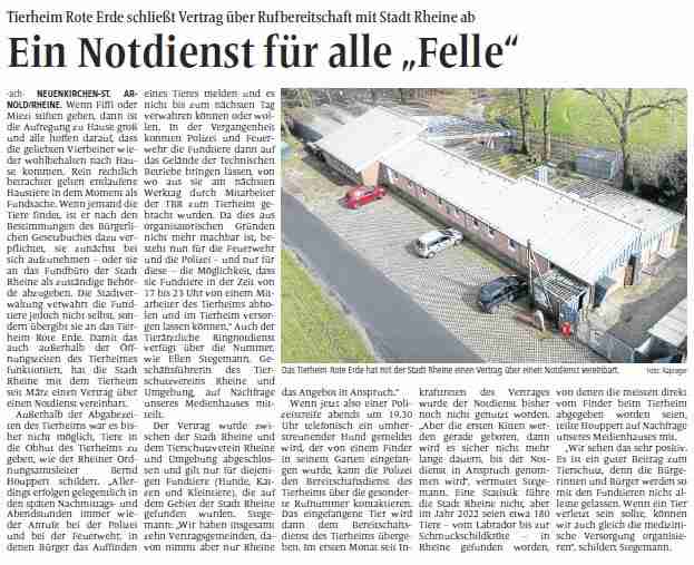 Artikel in MV online - Ein Notdienst für alle "Felle"